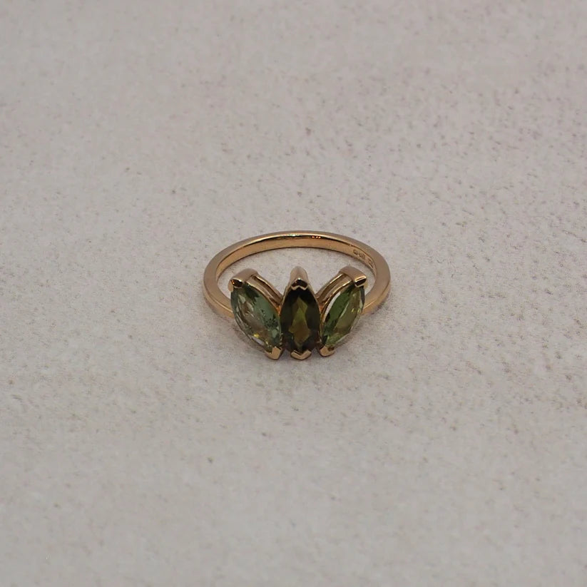 Tourmaline Trilogy 9ct Gold Ring - Boutee
