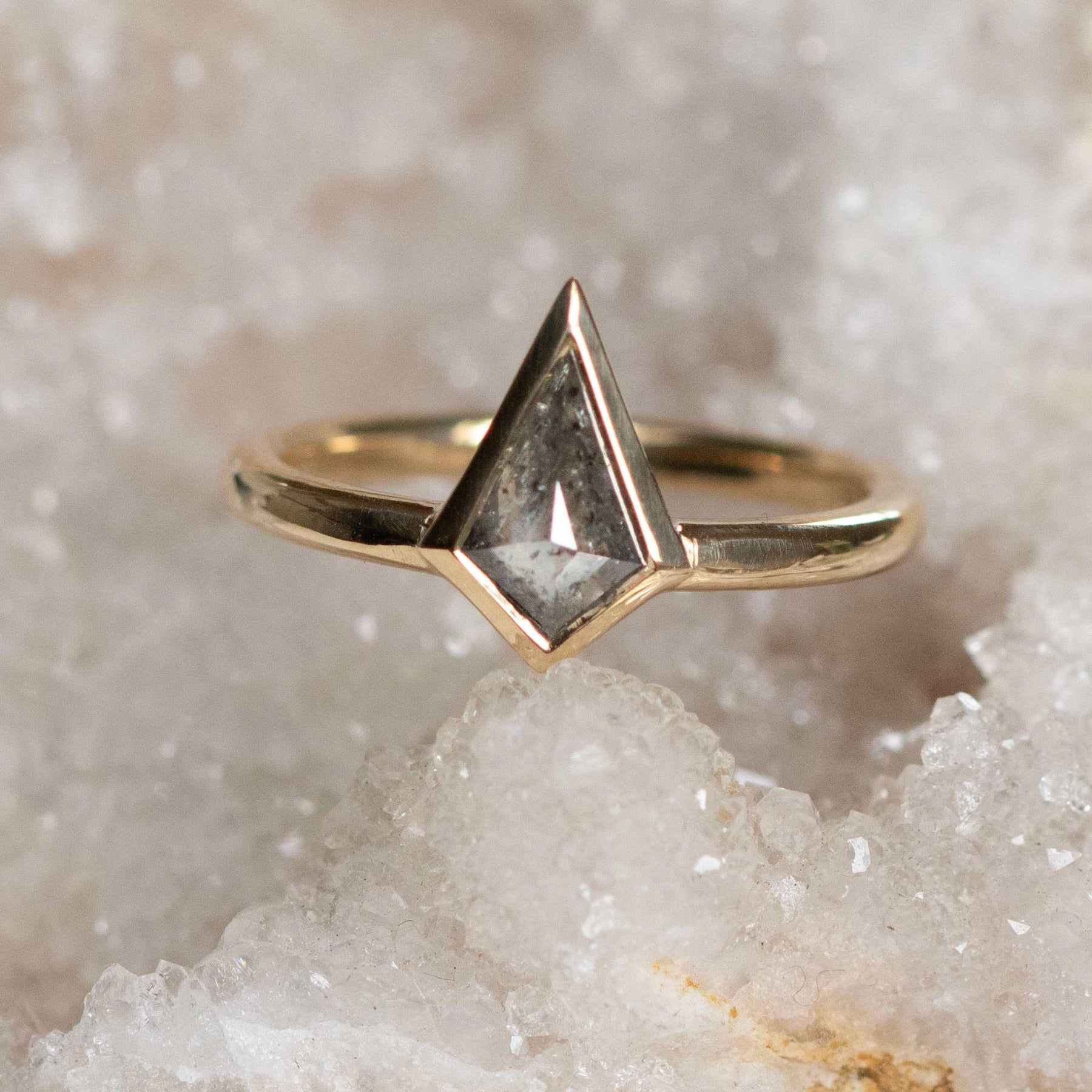 Salt and Pepper Diamond Kite Ring - Boutee