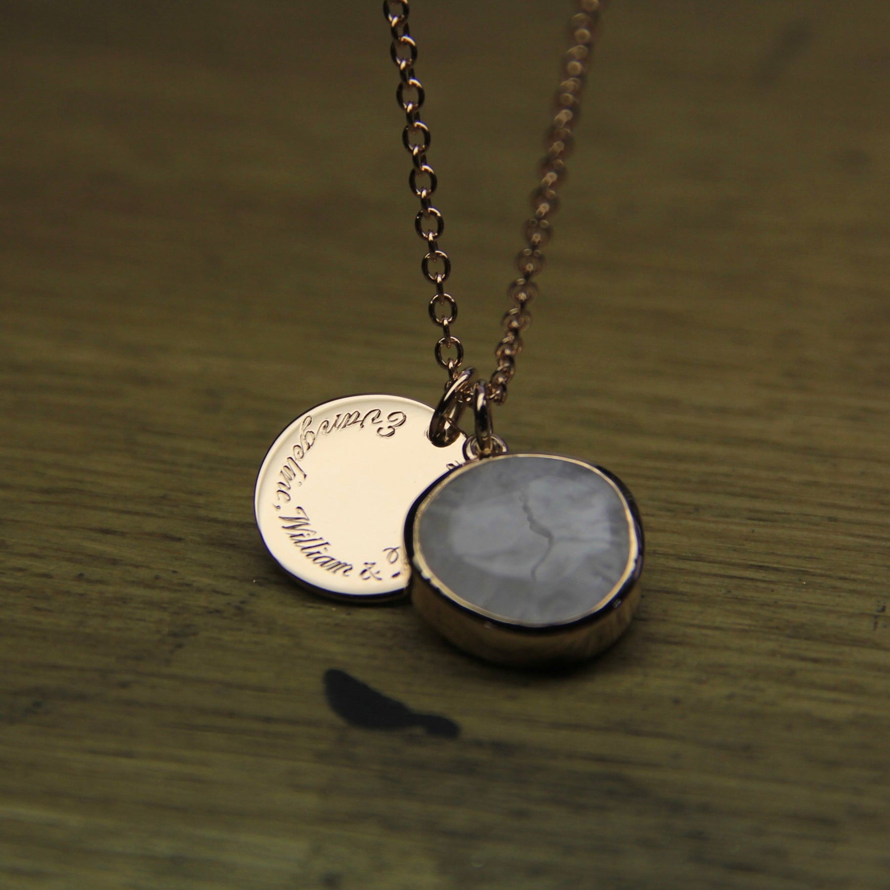 Rose Gold Name Tag & Birthstone Pendant - Boutee