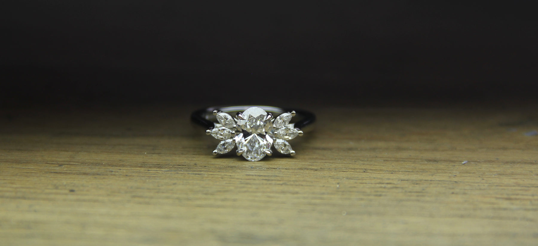 Oval Diamond, Platinum Engagement Ring - Boutee