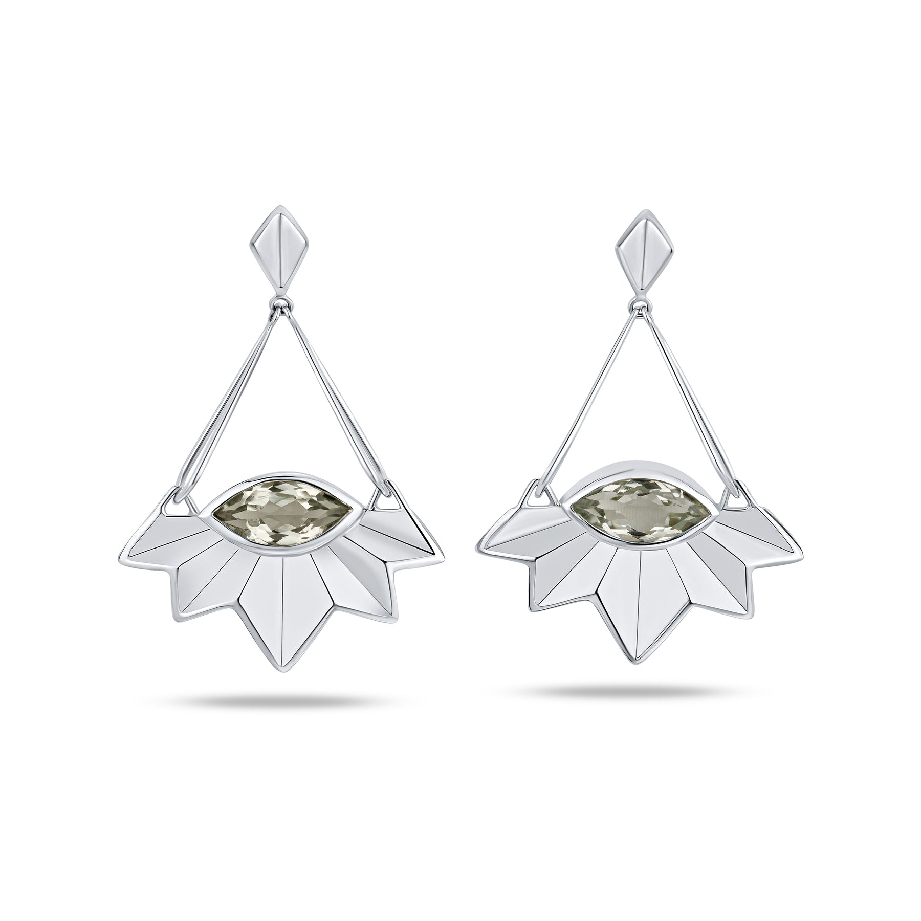Queen of Winter Silver and Green Amethyst Earrings - Boutee
