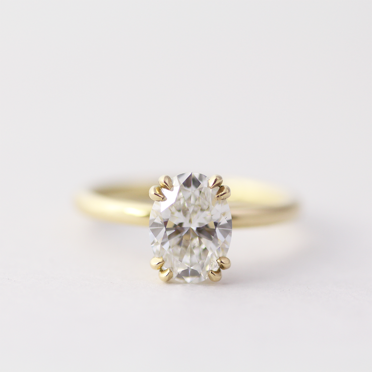 Oval Claw Set Diamond Ring - Boutee