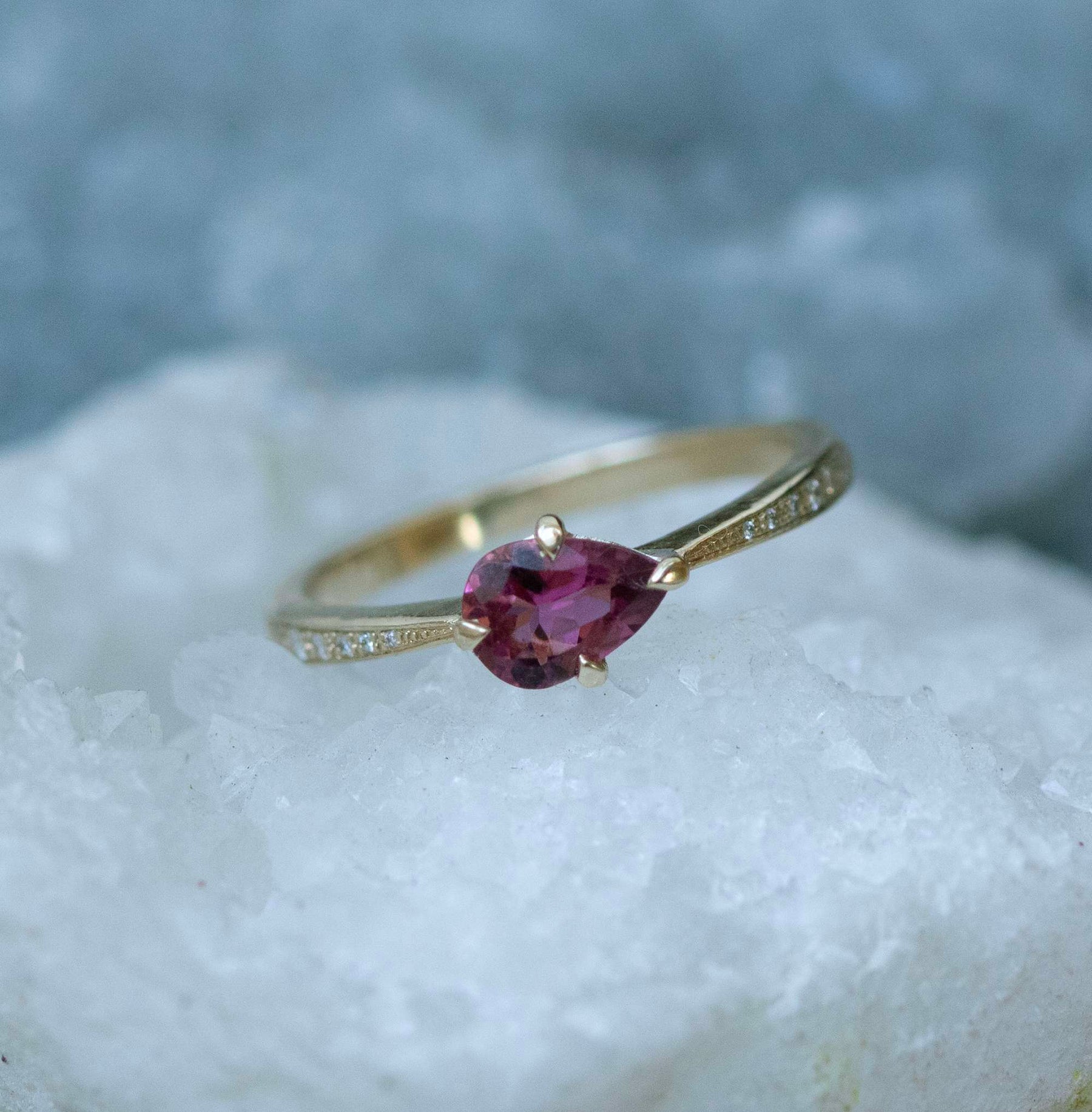 Pink Tourmaline Ring, Landscape Pear - Boutee