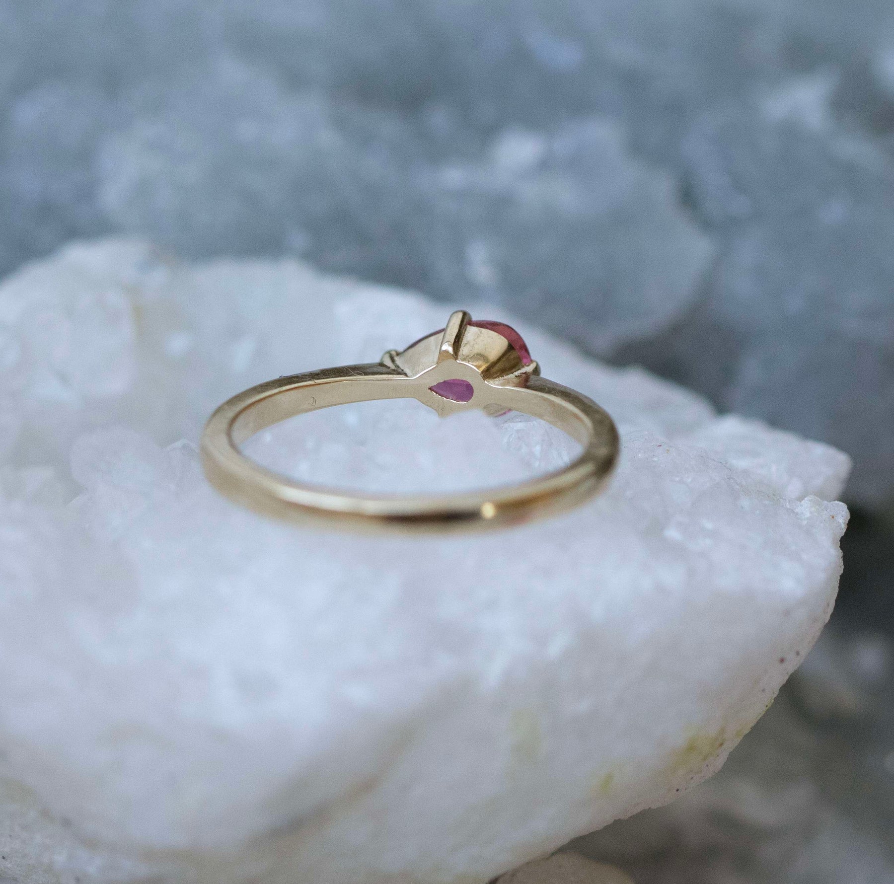 Pink Tourmaline Ring, Landscape Pear - Boutee