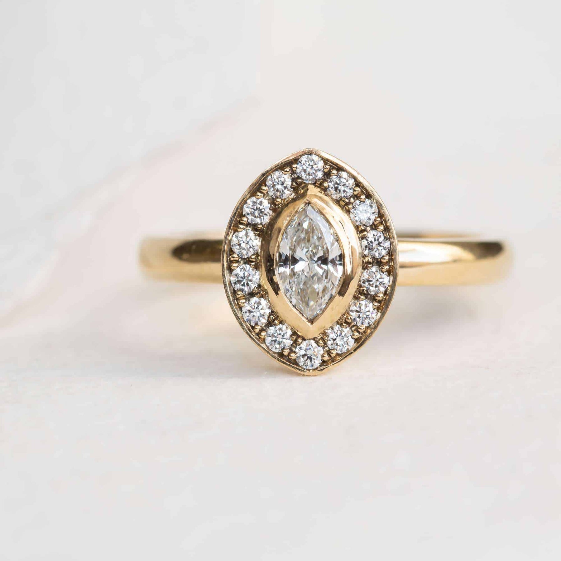 Marquise Diamond Halo Ring - Boutee