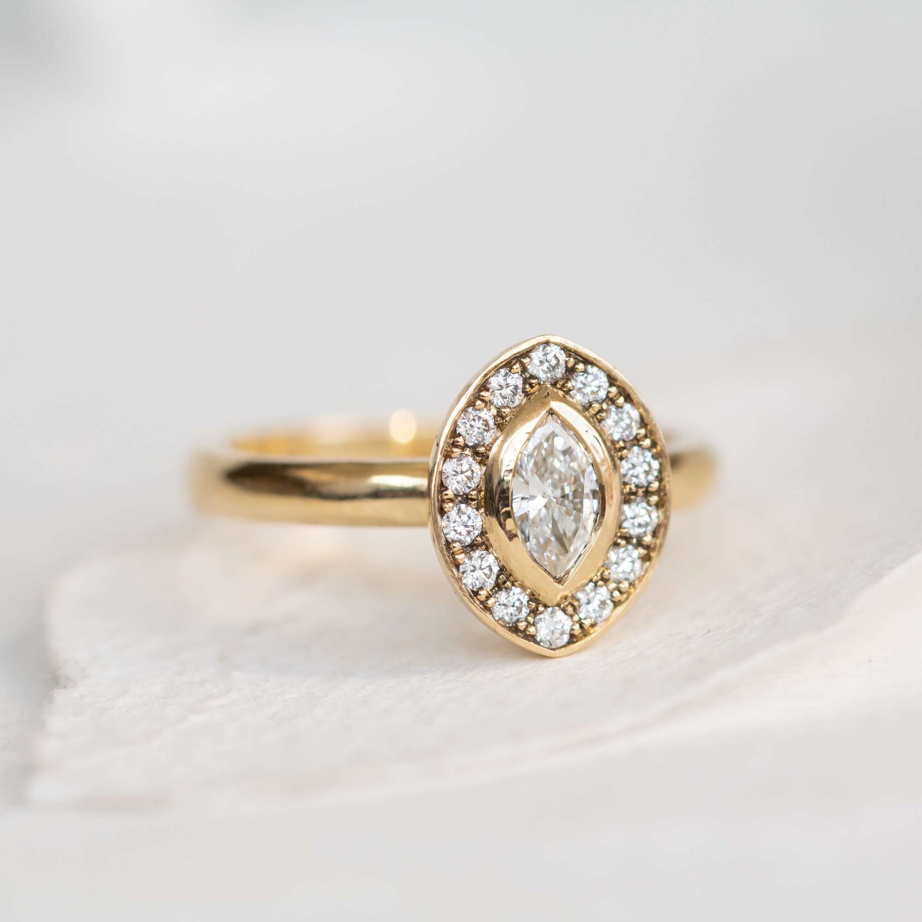 Marquise Diamond Halo Ring - Boutee