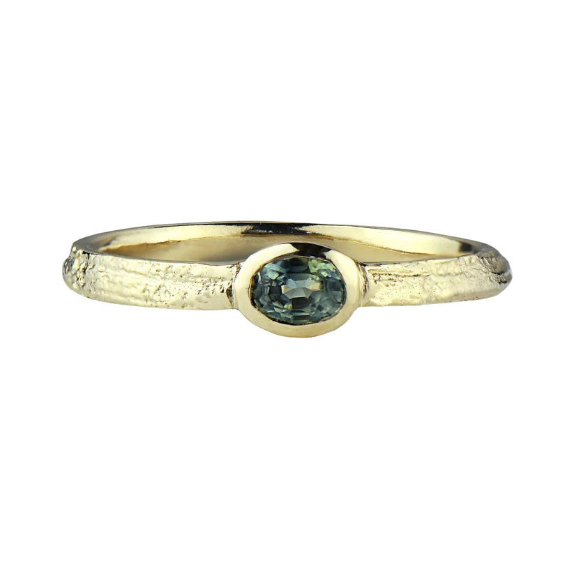 9ct Skinny Oak and Sapphire Ring - Boutee