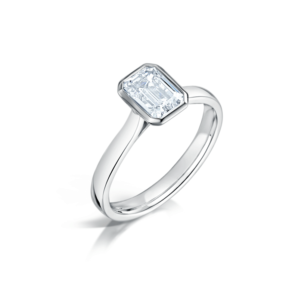 Emerald Cut Diamond Minimal Engagement Ring - Boutee