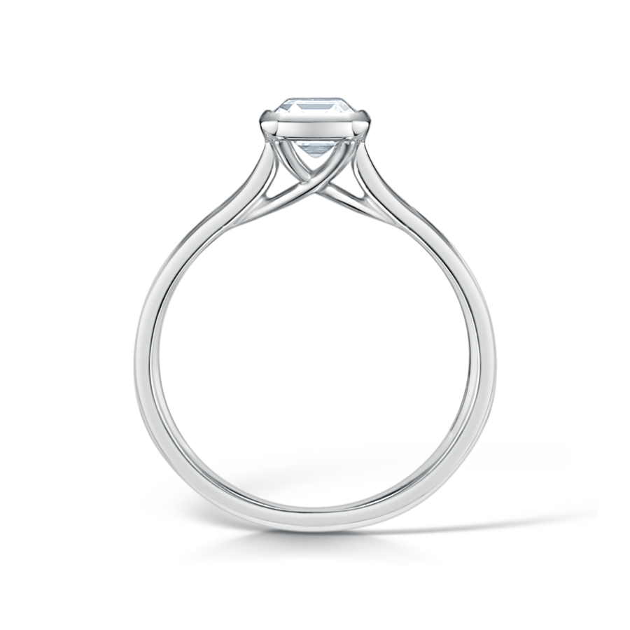 Emerald Cut Diamond Minimal Engagement Ring - Boutee