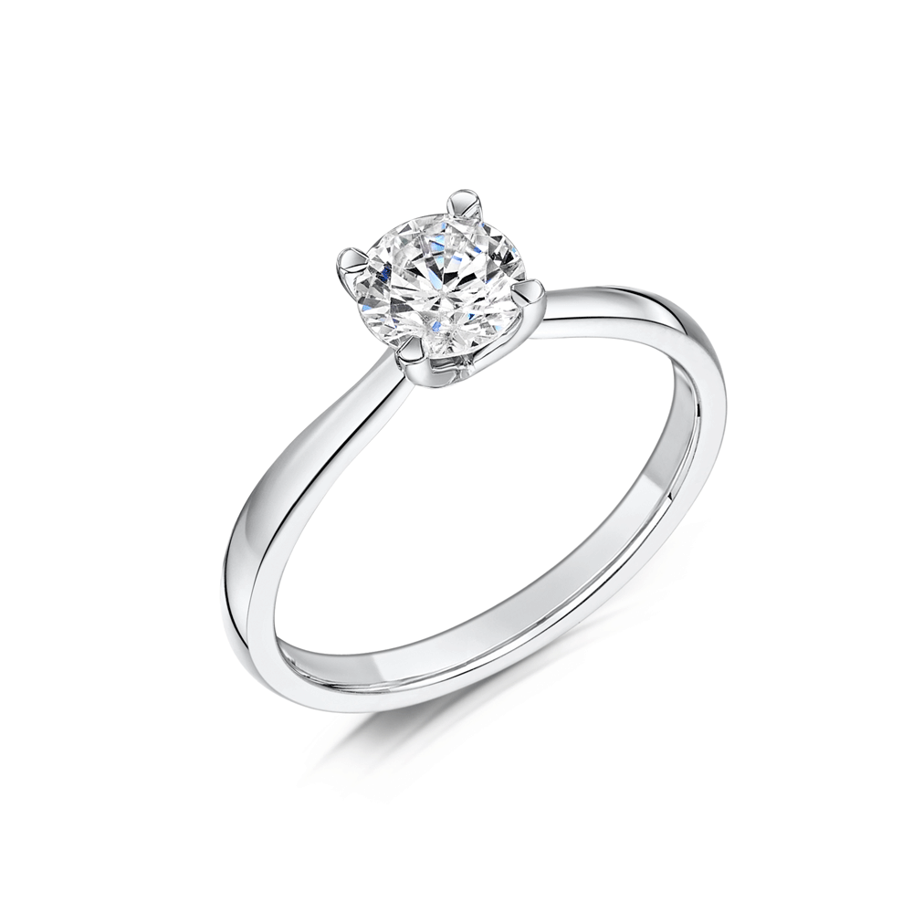Round Diamond Solitaire Engagement Ring on a white background.