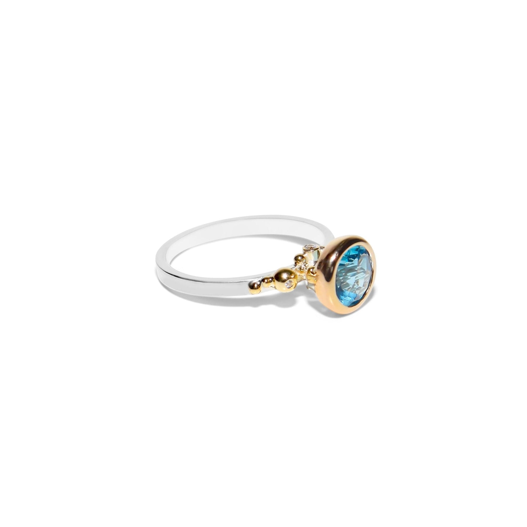 Swiss Blue Topaz Engagement Ring with Moissanite - Ocean CollectionRingsBooblinka Jewellery