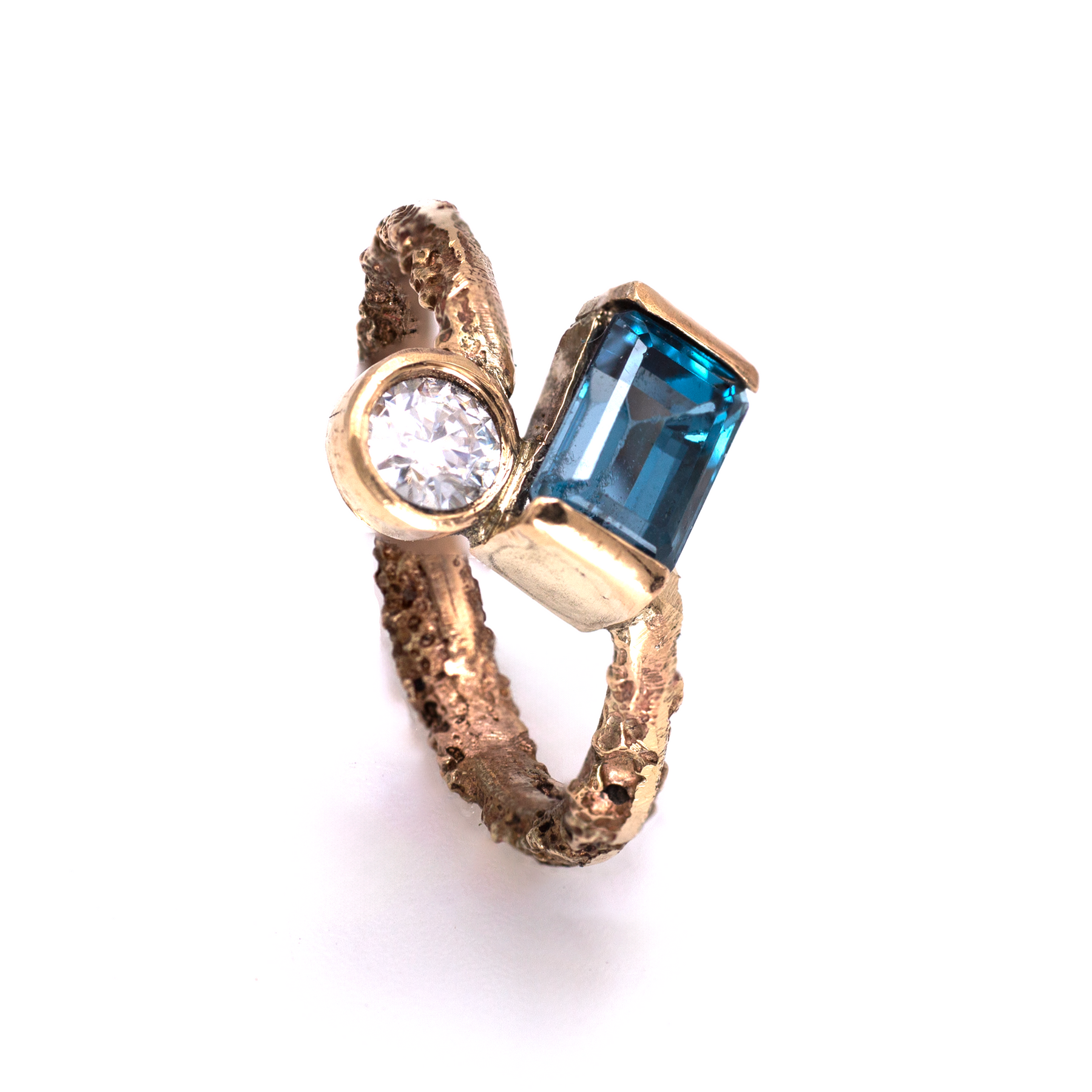 Toi et Moi Ring 3 - Topaz & Moissanite - Boutee