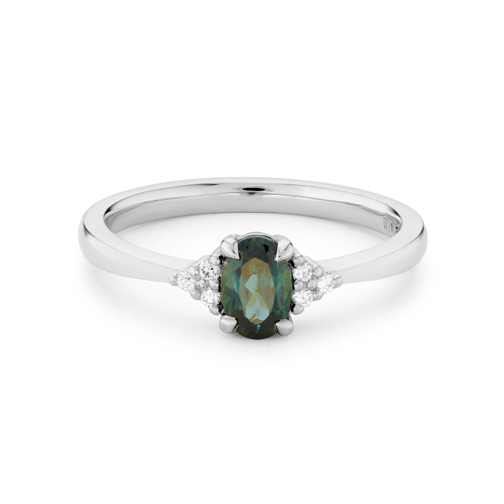 Rosalia 0.5ct - Blue Green Sapphire Engagement Ring - Boutee