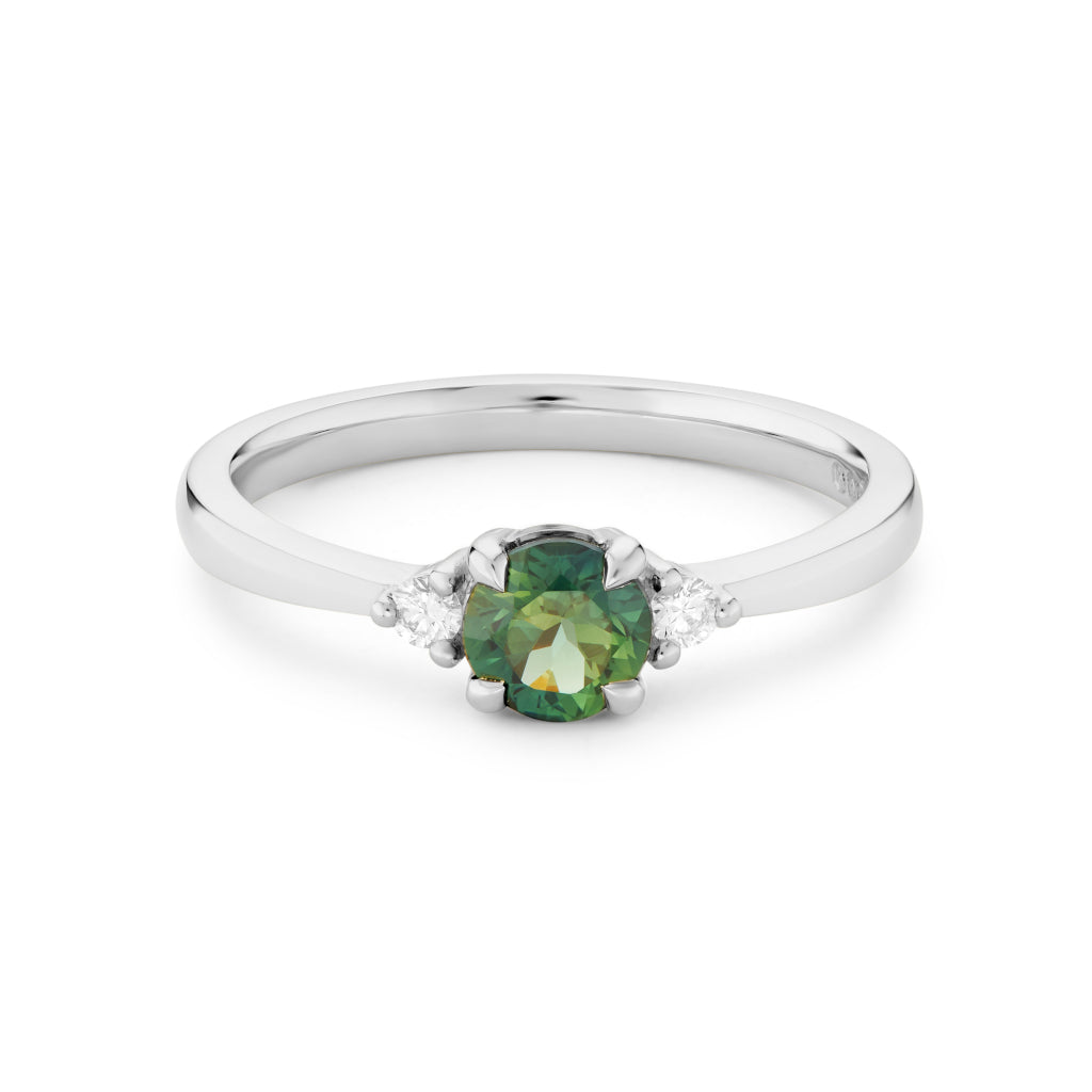 Eva 0.5ct - Blue Green Sapphire Engagement Ring - Boutee