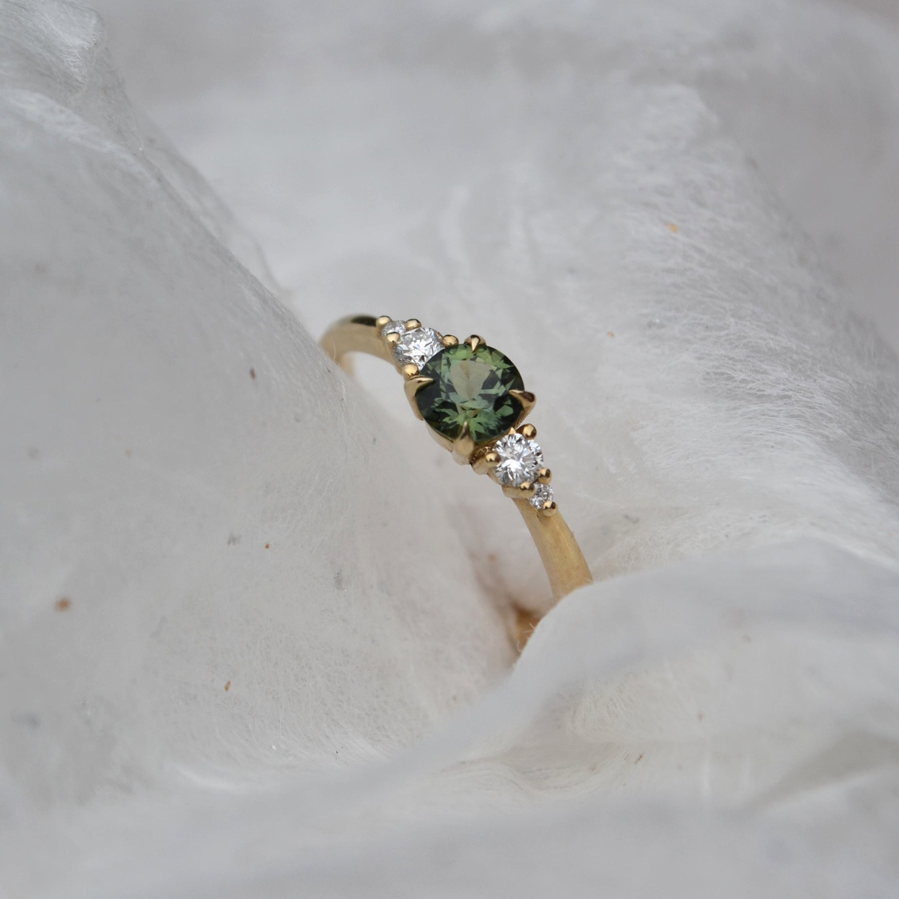 Ayla 0.5ct - Blue Green Sapphire Engagement Ring - Boutee