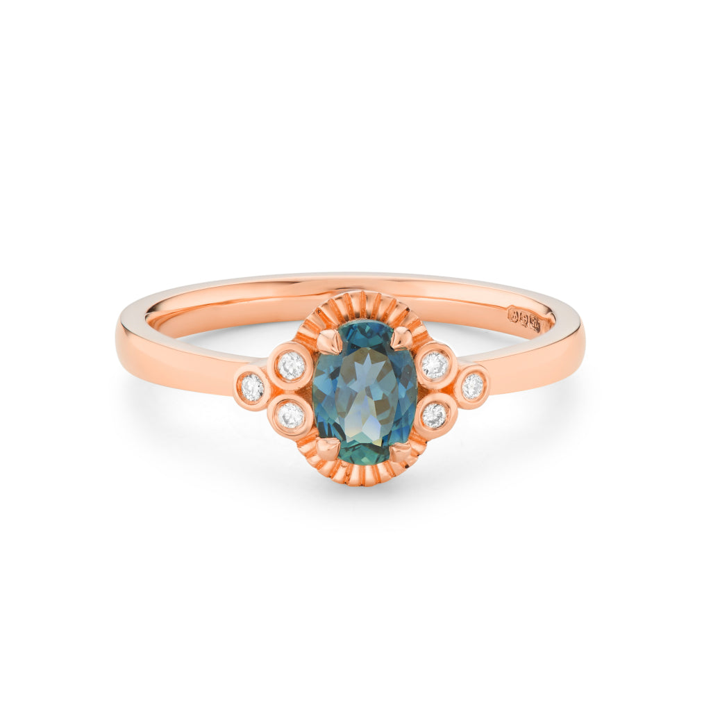 Ida - Blue Green Sapphire Engagement Ring - Boutee