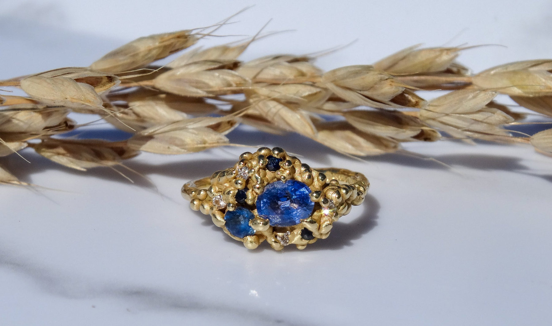 Sapphire and Diamond Shield Signet Ring - Boutee