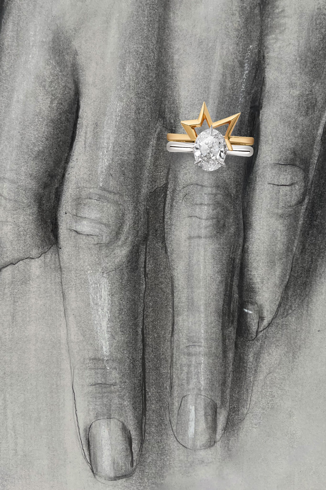 Bombette Solitaire Ring & Titanium Salute Ring - Boutee
