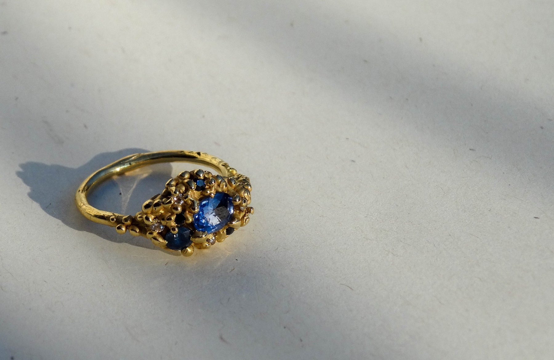 Sapphire and Diamond Shield Signet Ring - Boutee