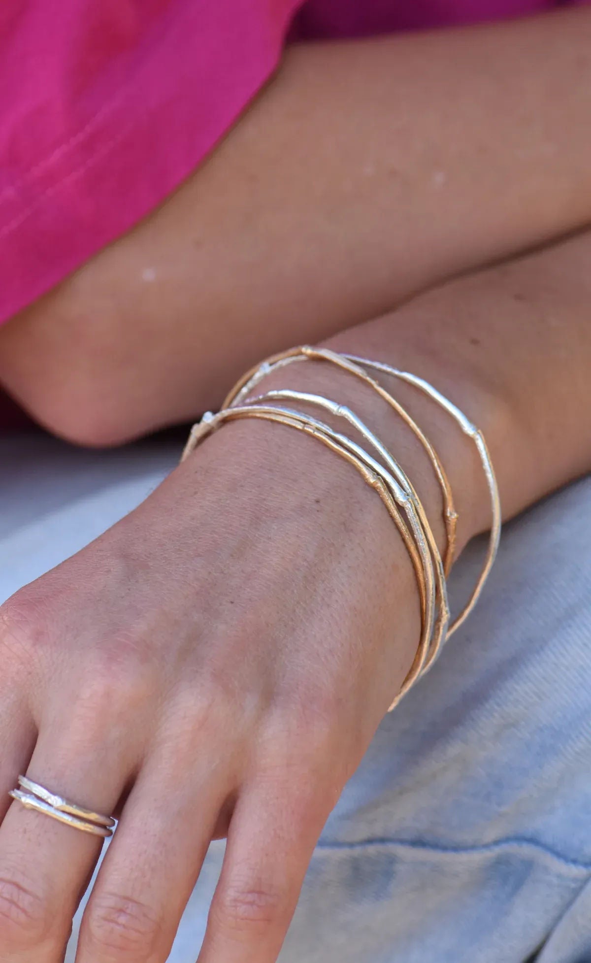 Silver Bamboo Bangle - Boutee