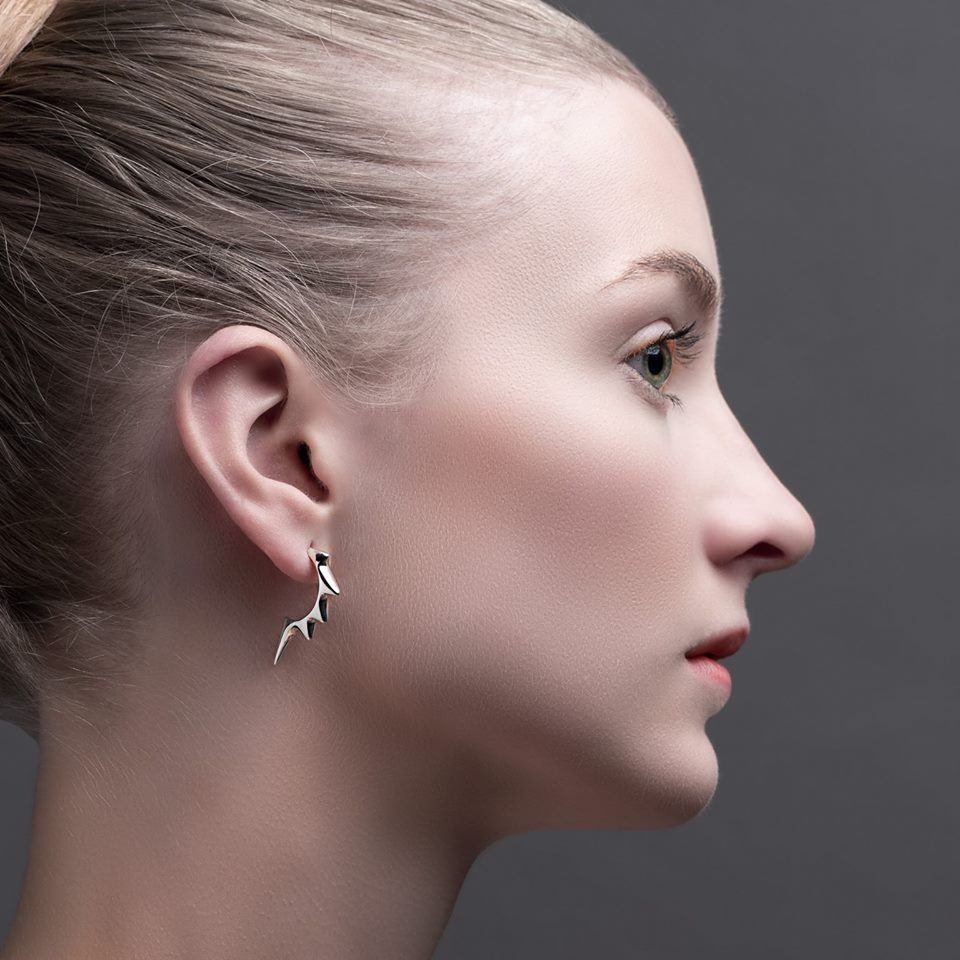 Sterling Silver Lightning Hoop Earrings - Boutee