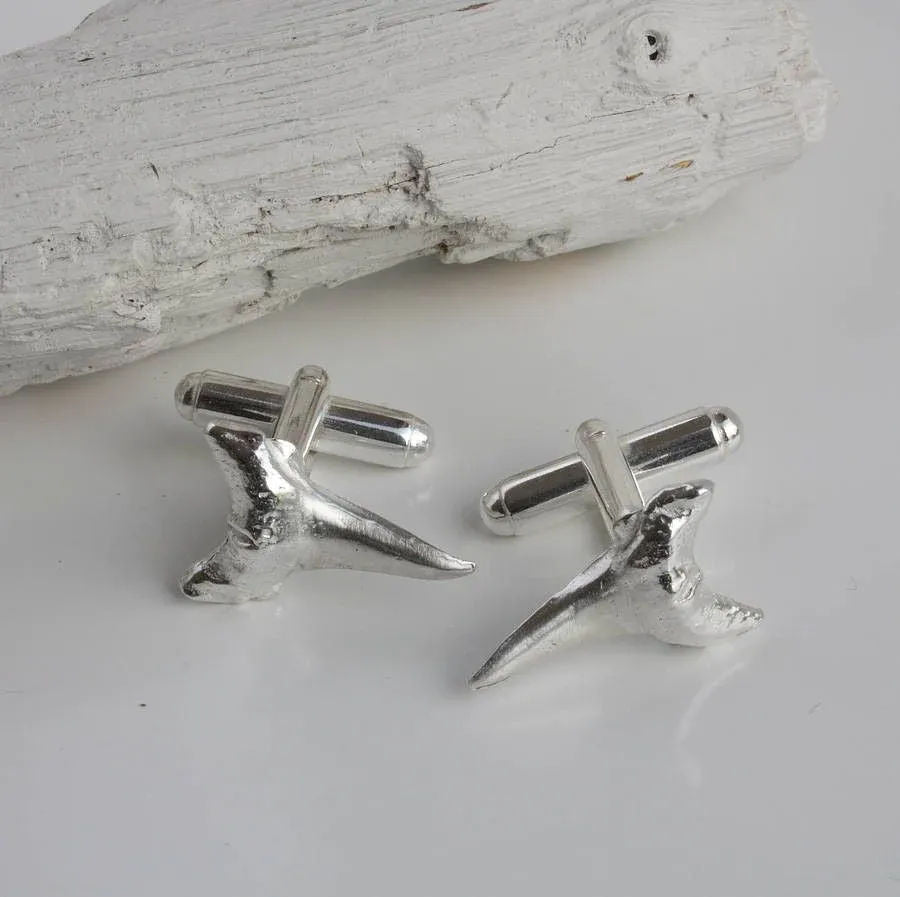Silver Shark Tooth Cufflinks - Boutee