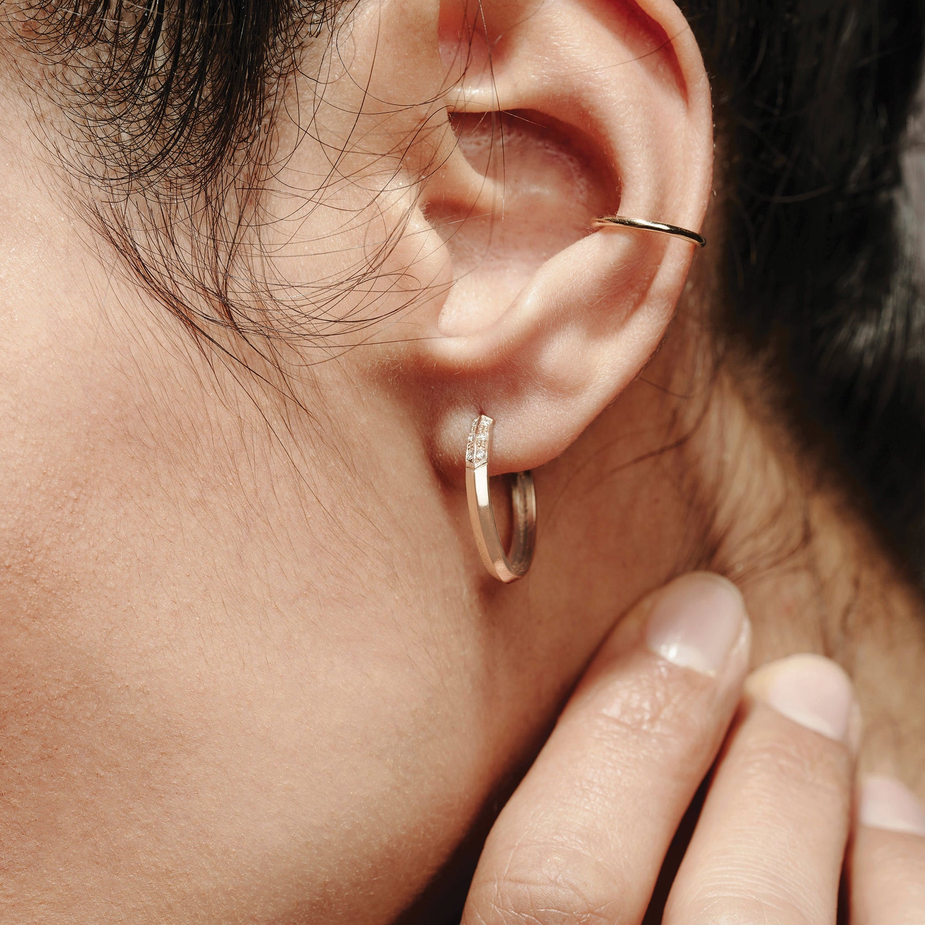 STAY 9ct Gold & Diamond Hoops - Boutee