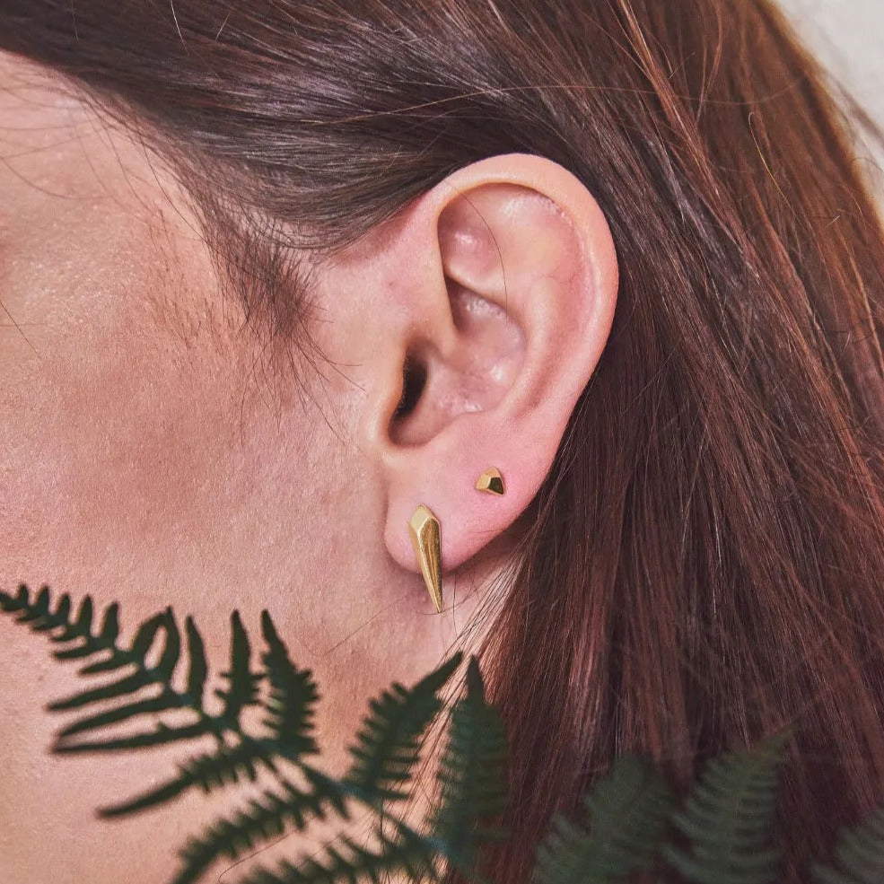 Facet Gold Mini Triangle Stud Earrings - Boutee