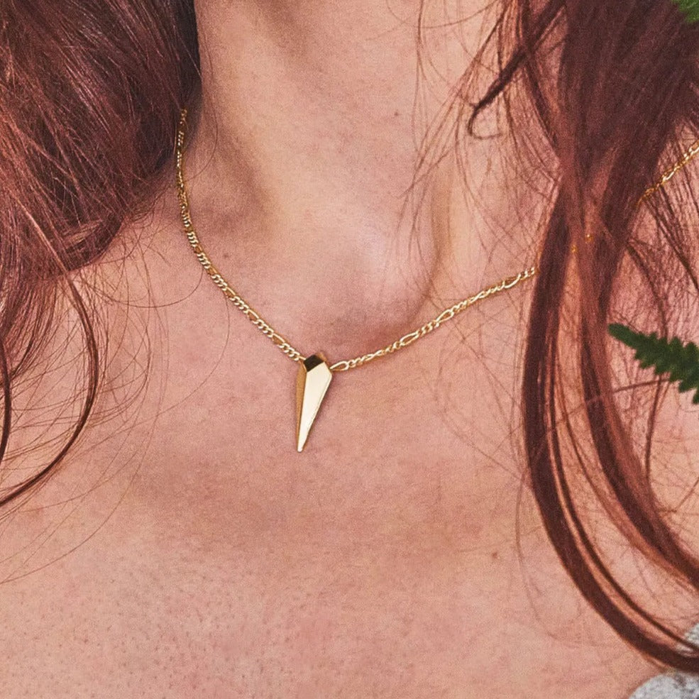 Facet Gold Long Drop Pendant - Boutee