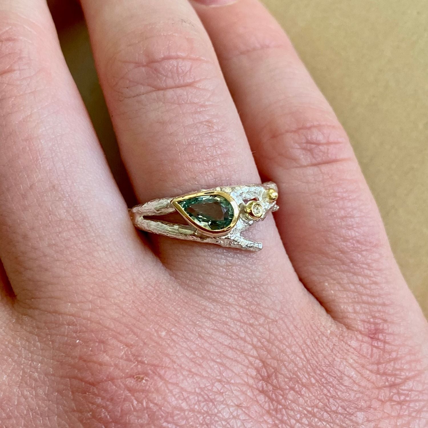 Silver and 18ct Gold Elvish Twig Ring - Boutee