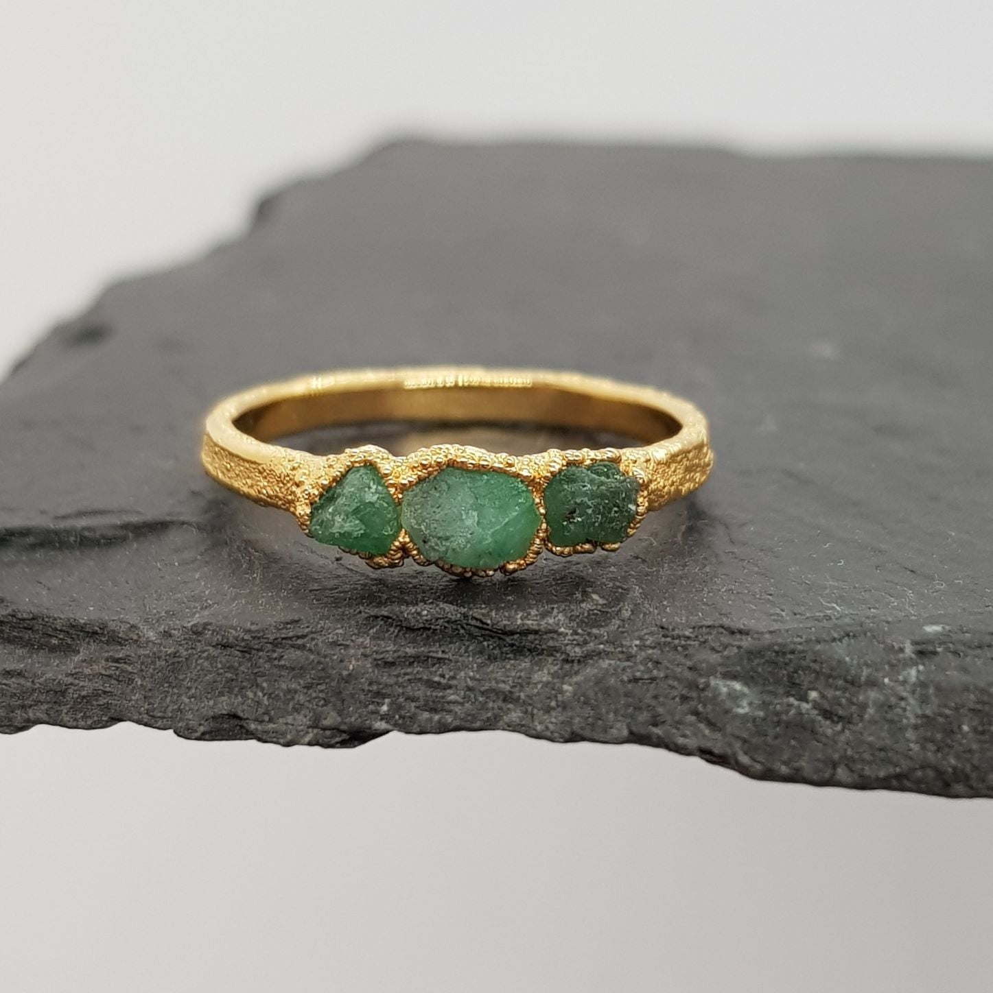 Triple Raw Emerald Ring - Boutee