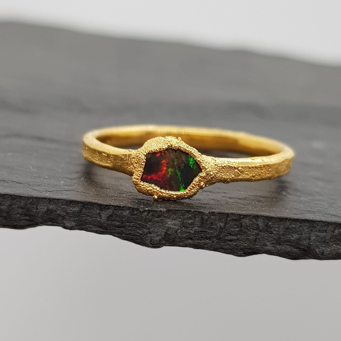 Raw Freeform Black Opal Ring - Boutee