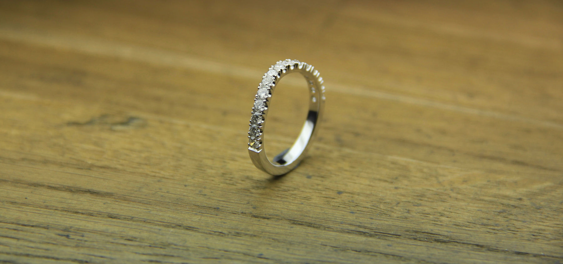 18ct White Gold Diamond Set Wave Band - Boutee