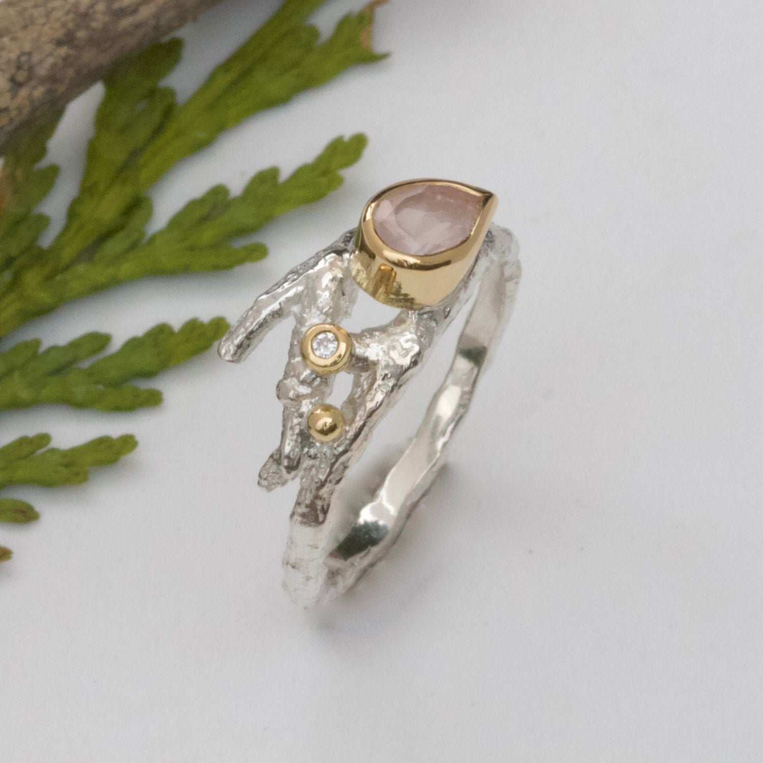Silver and 18ct Gold Elvish Twig Ring - Boutee