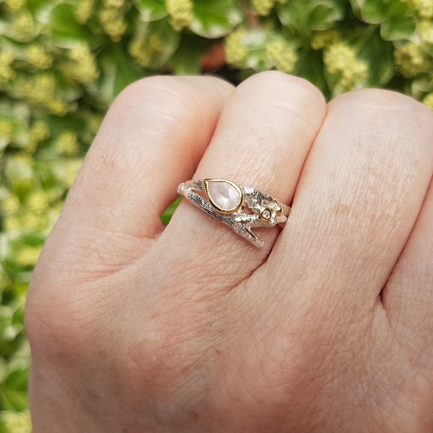 Silver and 18ct Gold Elvish Twig Ring - Boutee