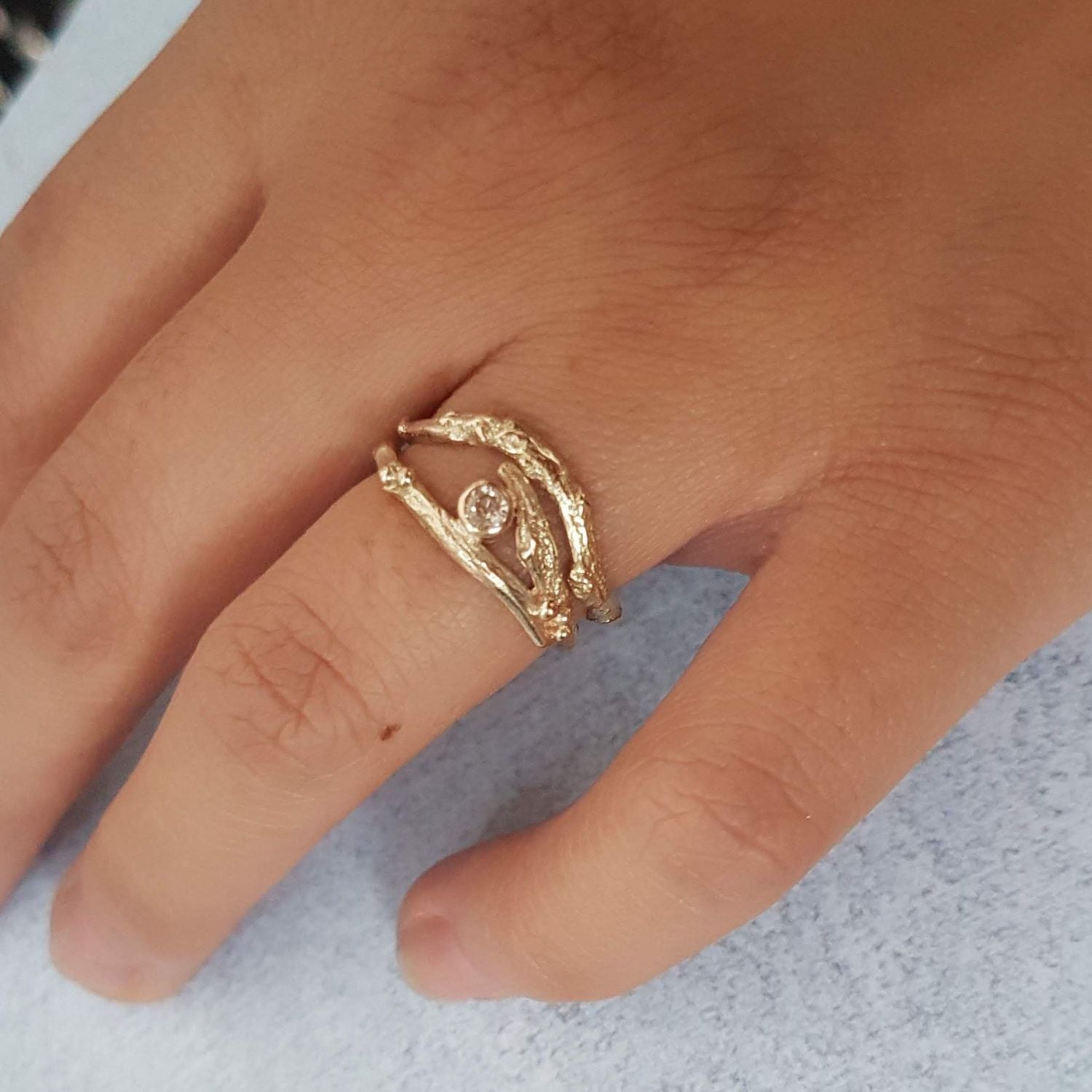 Woodland Elvish Engagement and Wedding Twig Rings - Boutee
