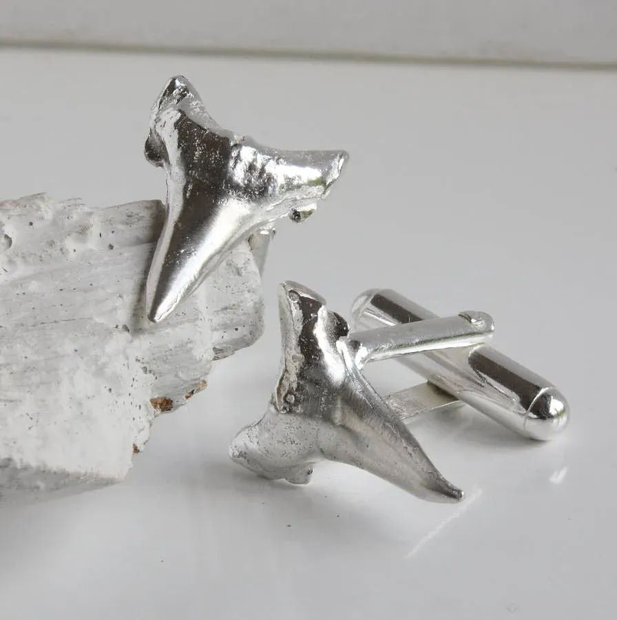Silver Shark Tooth Cufflinks - Boutee