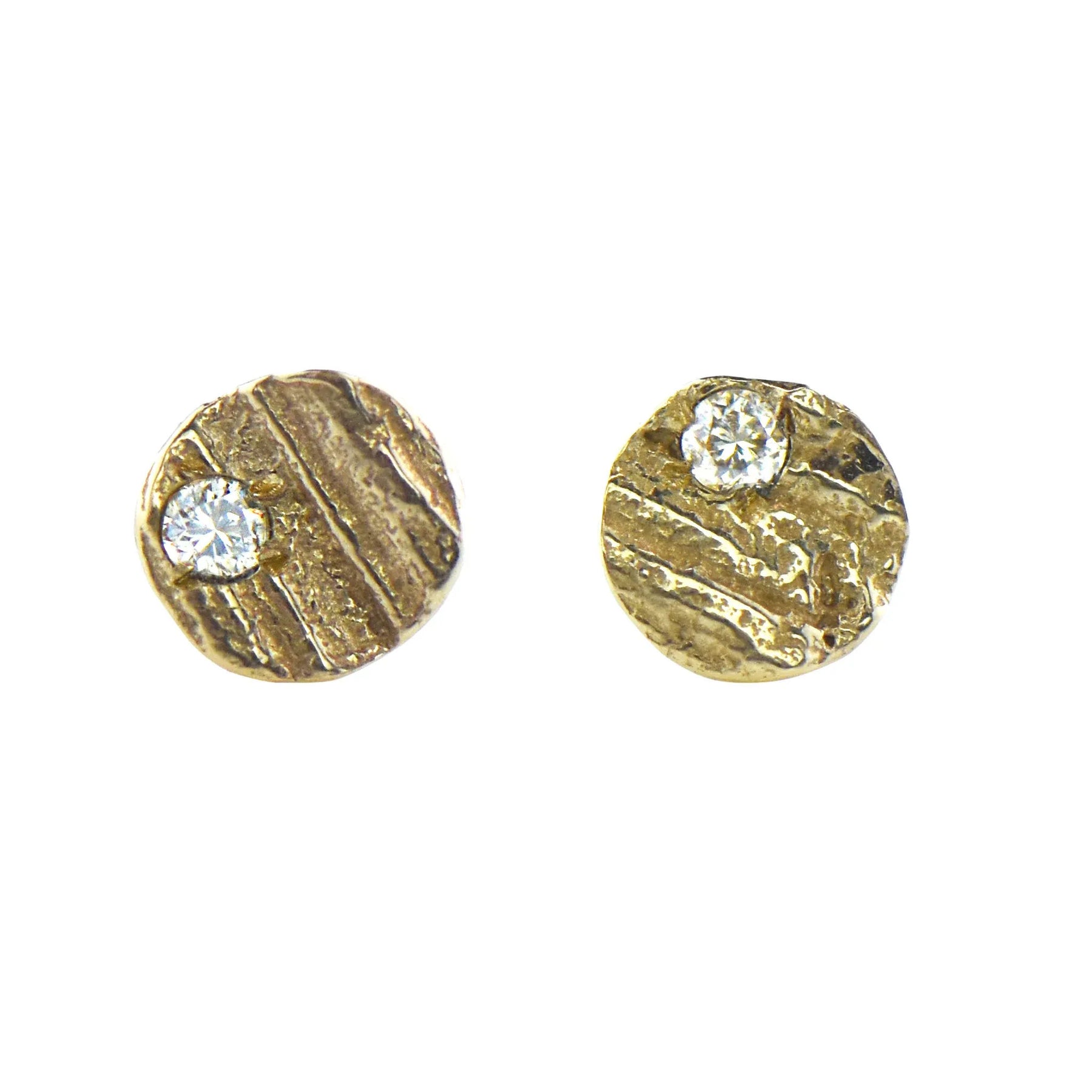 9ct Gold English Oak Diamond Studs - Boutee