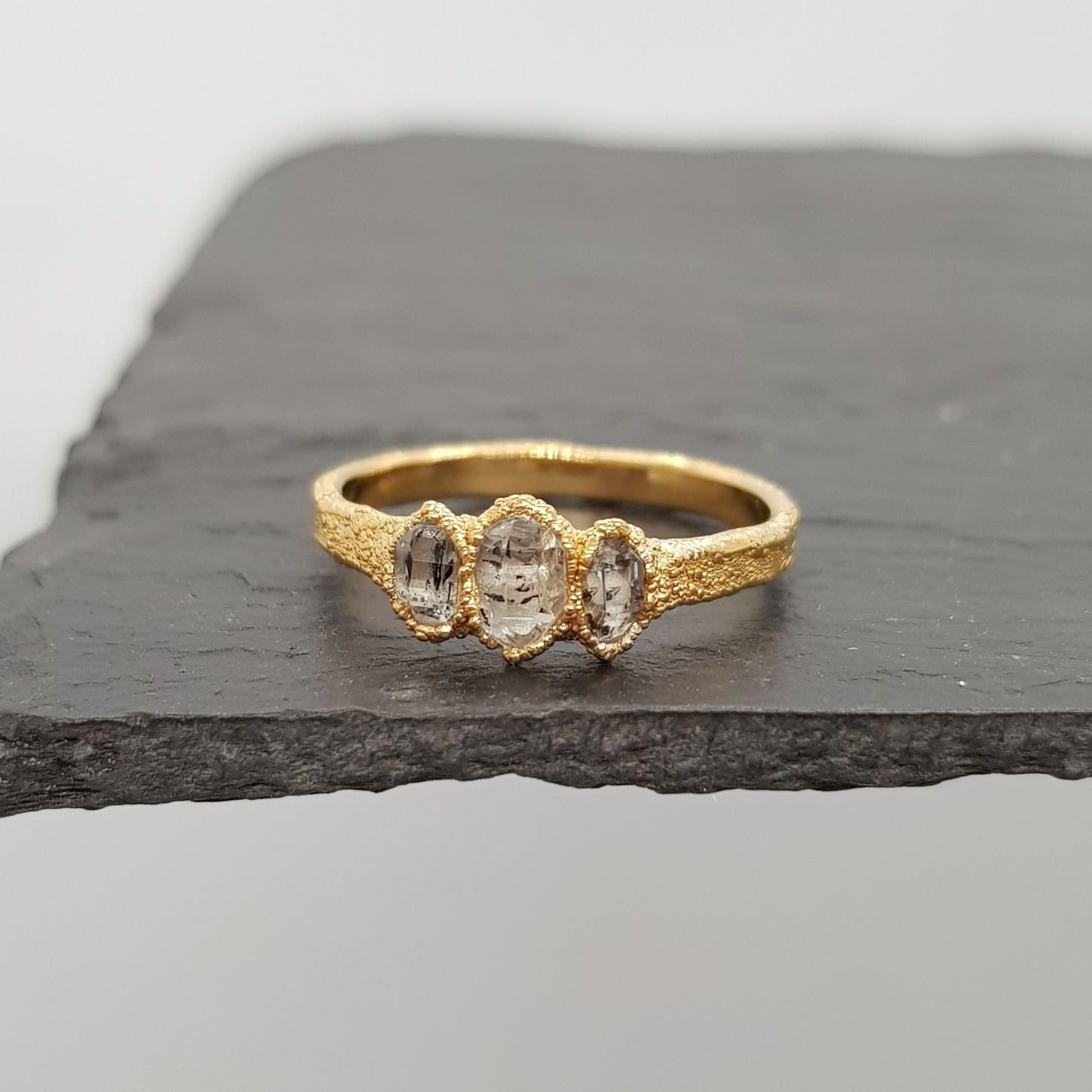 Triple Raw Herkimer Diamond Ring - Boutee