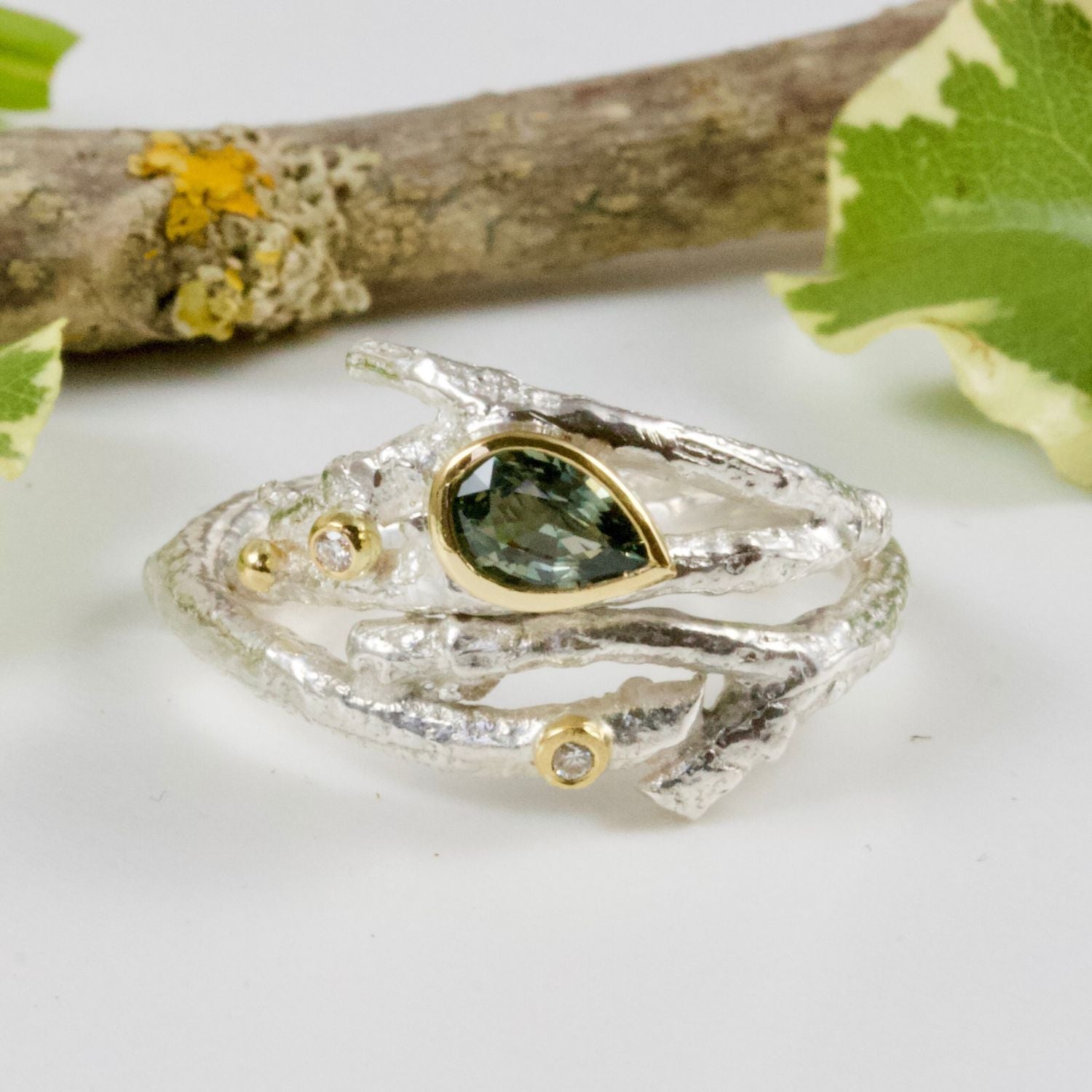 Silver and 18ct Gold Elvish Twig Ring - Boutee