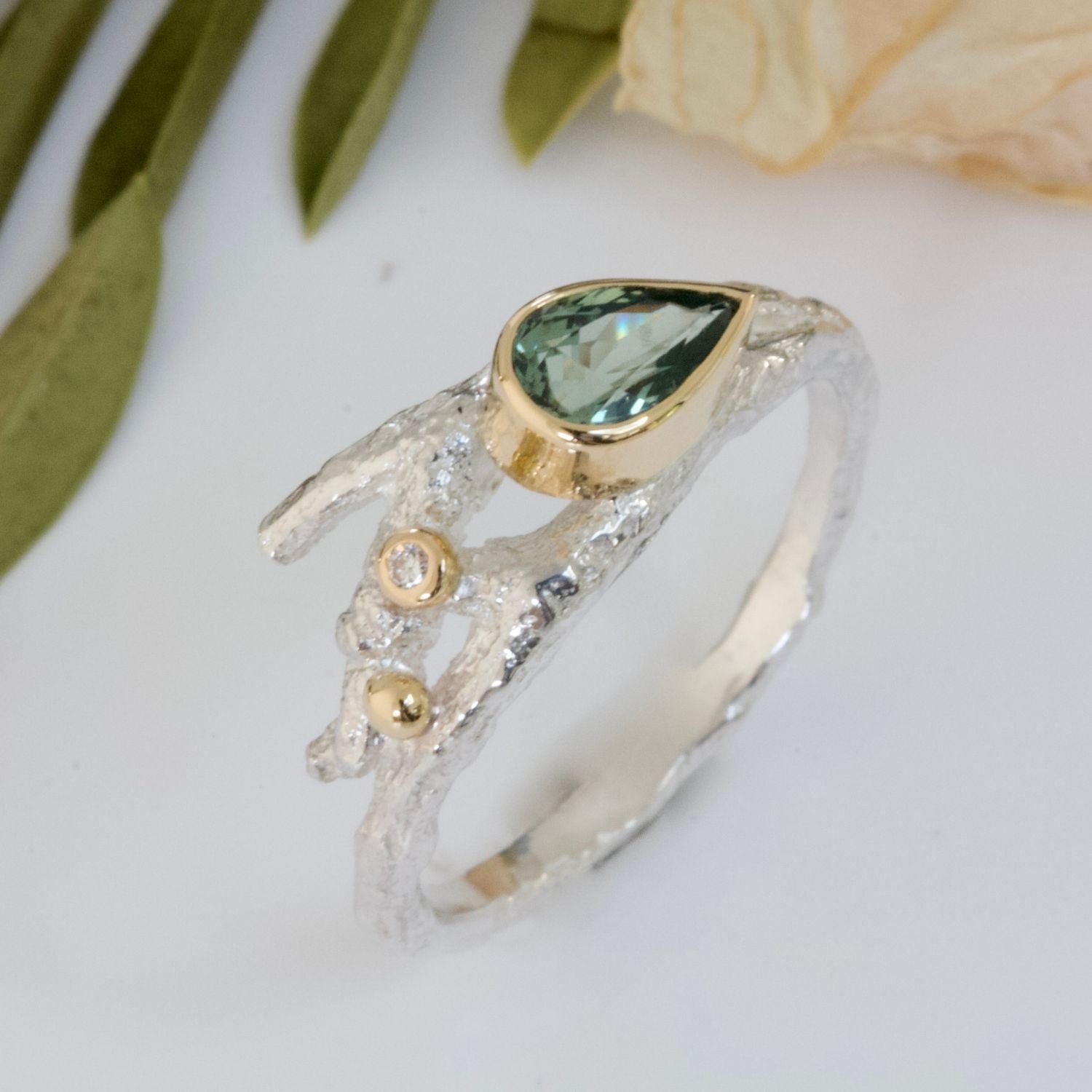 Silver and 18ct Gold Elvish Twig Ring - Boutee