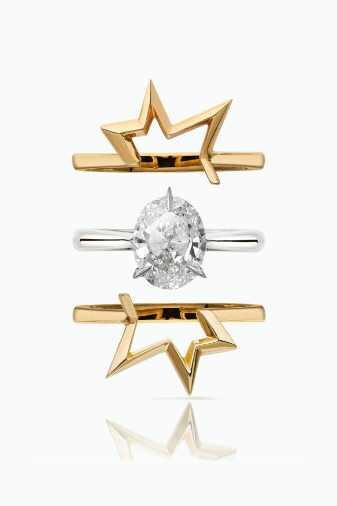 Bombette Solitaire Ring & Double Titanium Salute Rings - Boutee
