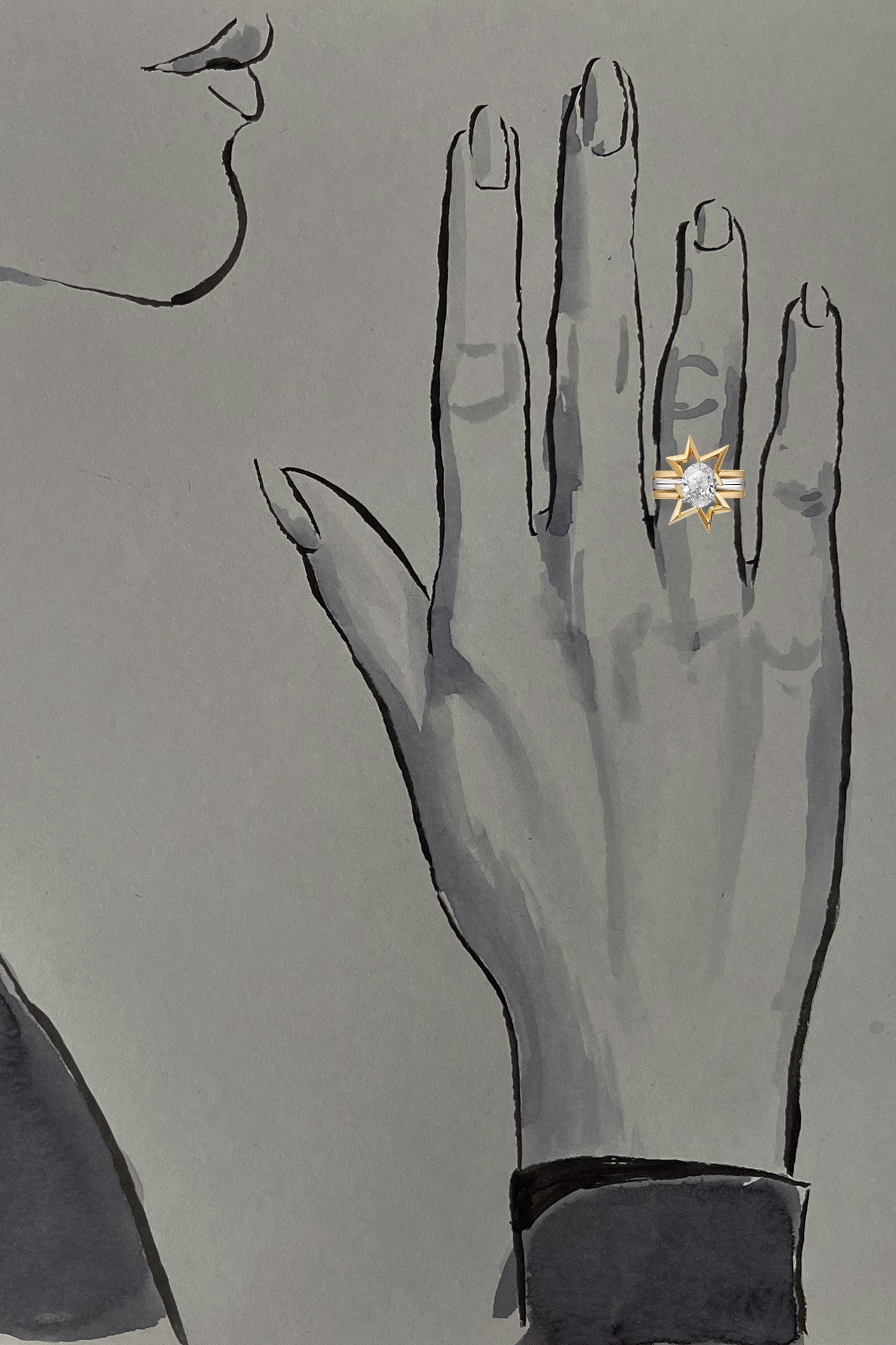 Bombette Solitaire Ring & Double Titanium Salute Rings - Boutee