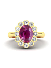 Rare 3ct Ruby & Diamond Halo Ring - Boutee