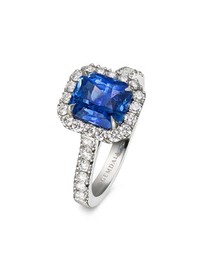 Natural Blue Sapphire Platinum Ring - Boutee