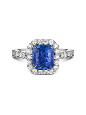 Natural Blue Sapphire Platinum Ring - Boutee