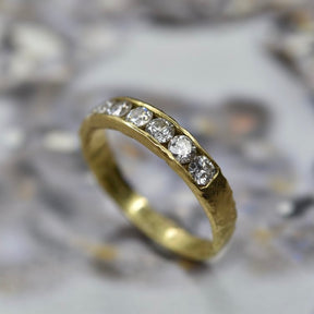 Channel Set Diamond & 18ct Yellow Gold Half Eternity Ring - Boutee