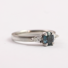 Teal Sapphire & Diamond Trilogy Ring - Boutee