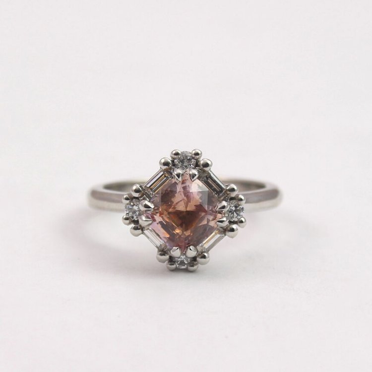 Octagon Pink Sapphire Diamond Modern Custer - Boutee