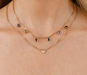 Sapphire Heart 9ct Gold Chain - Boutee